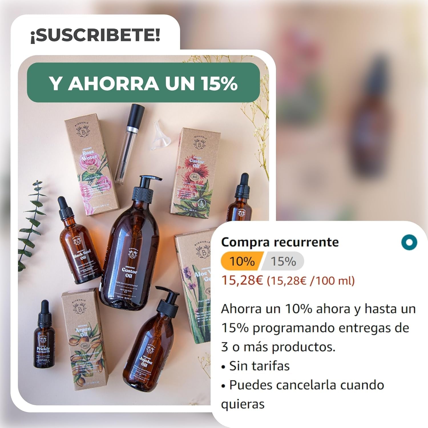 Bionoble Aceite De Jojoba Orgánico 100Ml - 100% Puro, Natural Y Prensado En Frío - Rostro, Cuerpo, Cabello, Barba, Uñas - Vegano Y Cruelty Free - Jojoba Oil - Botella De Vidrio + Pipeta + Bomba