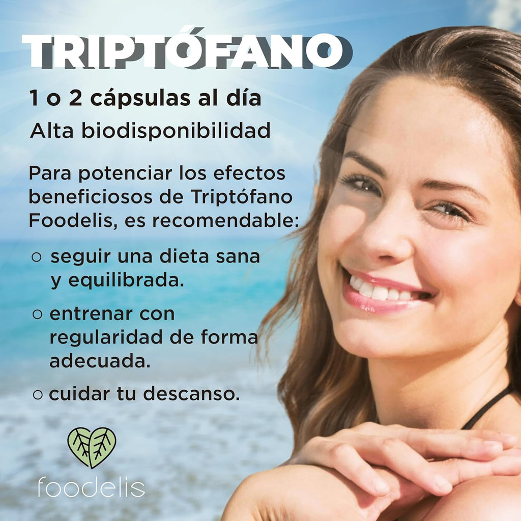Triptofano Con Melatonina Y Magnesio | 60UD - 2 MESES | + Espirulina + Vitaminas B3, B5 Y B6 | Apoyo Al Funcionamiento Psicológico Y El Sistema Nervioso.