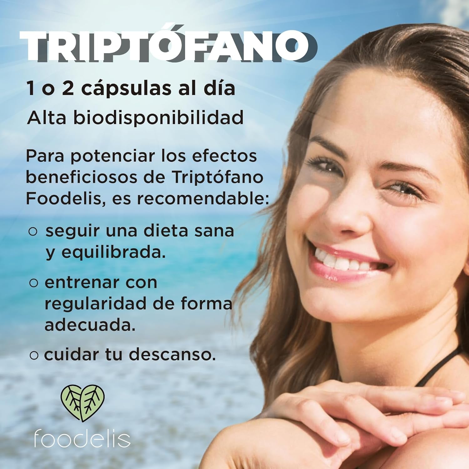 Triptofano Con Melatonina Y Magnesio | 60UD - 2 MESES | + Espirulina + Vitaminas B3, B5 Y B6 | Apoyo Al Funcionamiento Psicológico Y El Sistema Nervioso.