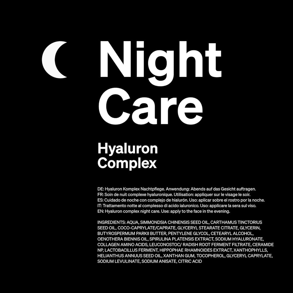 Night Care – Crema Hidratante De 50 Ml – Crema De Noche Con Hialurón, Glicerina, Lípidos Y Ceramidas – Regeneración, Antienvejecimiento – Probada En Laboratorio Y Producida En Alemania